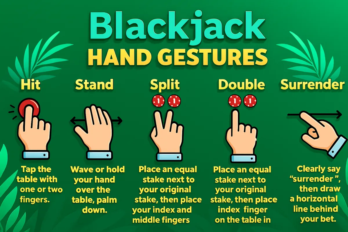 Blackjack hand gestures